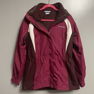 Columbia Omni-Tech Waterproof Hooded Jacket Women L Interchange 3 in 1 Coat